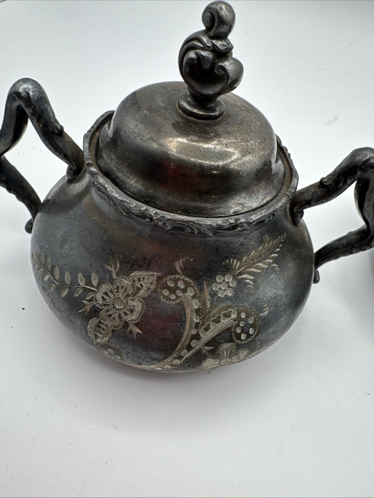 vintage silver creamer and sugar set