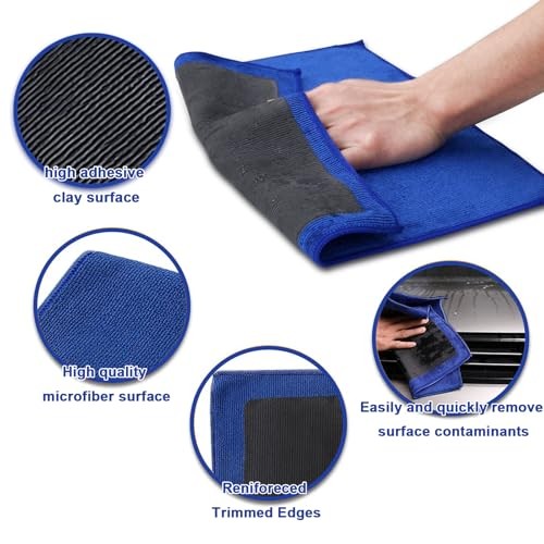 Clay Towel Auto Detailing 1 Pack, Fine Grade Microfiber Chamois 4 Pack Red