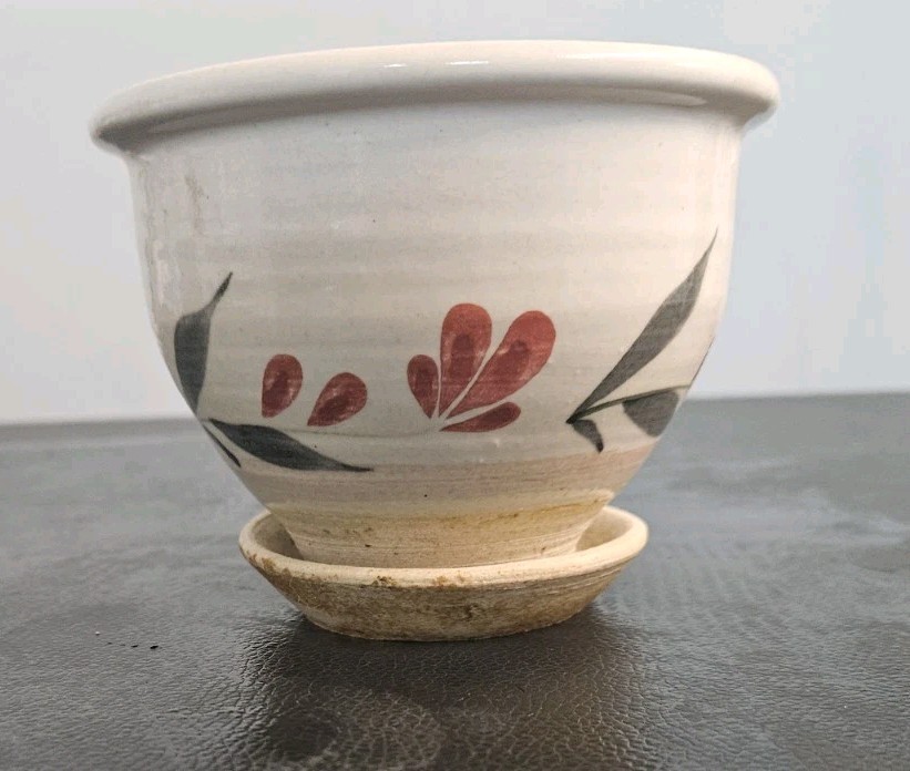 Studio Art Pottery Planter with Underplate and Drainage