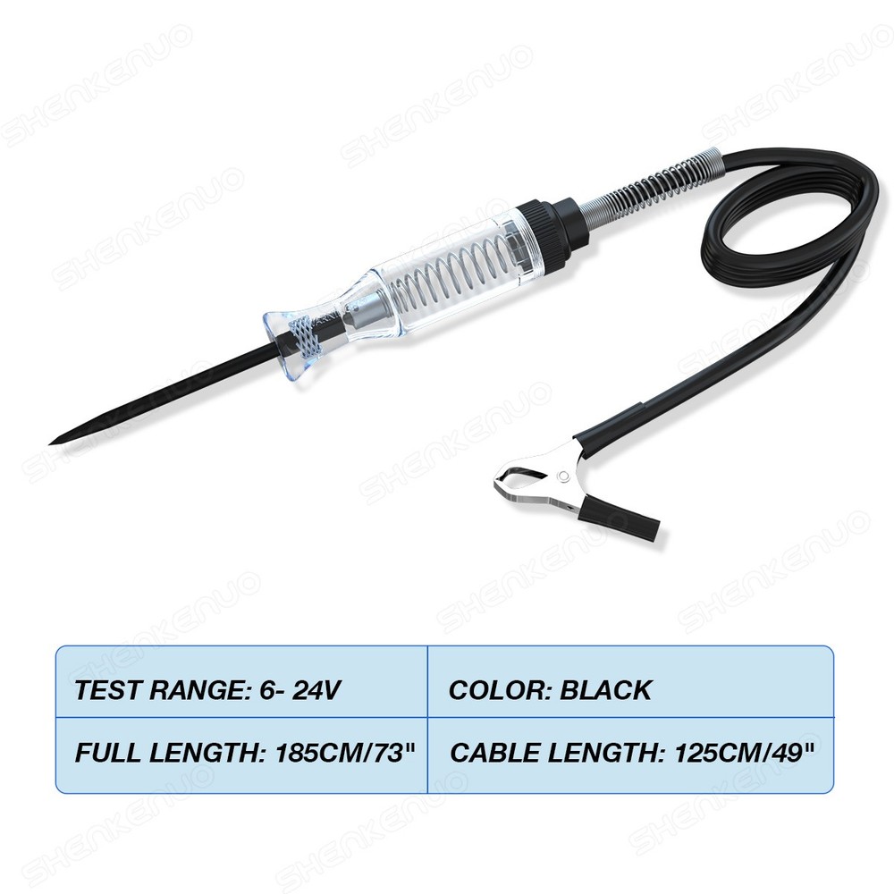 Wire Piercing DC Voltage Circuit Tester 6-24V 12V Hook Probe Tester Test Light
