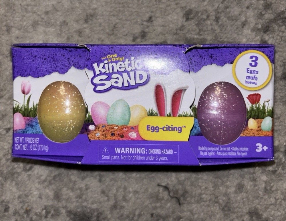 New/Sealed Spin Master Easter Kinetic Sand "Egg-Citing" 3 Pack Eggs 6 oz Total