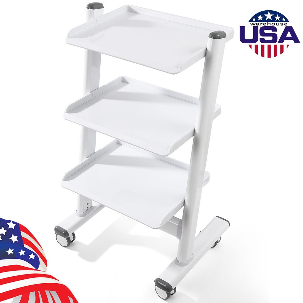 Dental Mobile Three Layer Trolley Instrument Cart Steel Tool with Socket