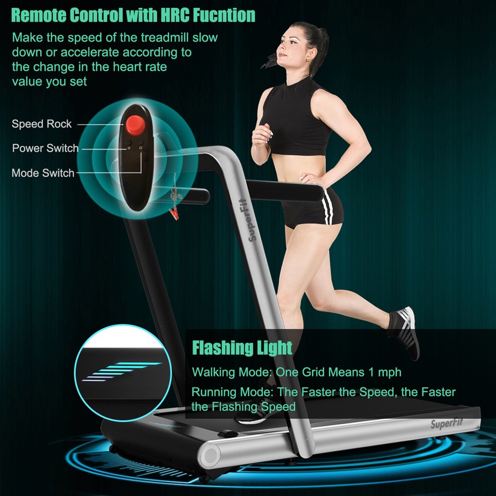 2 in 1 Folding Treadmill 4.75HP Running Machine w/ APP & Remote Control Silver