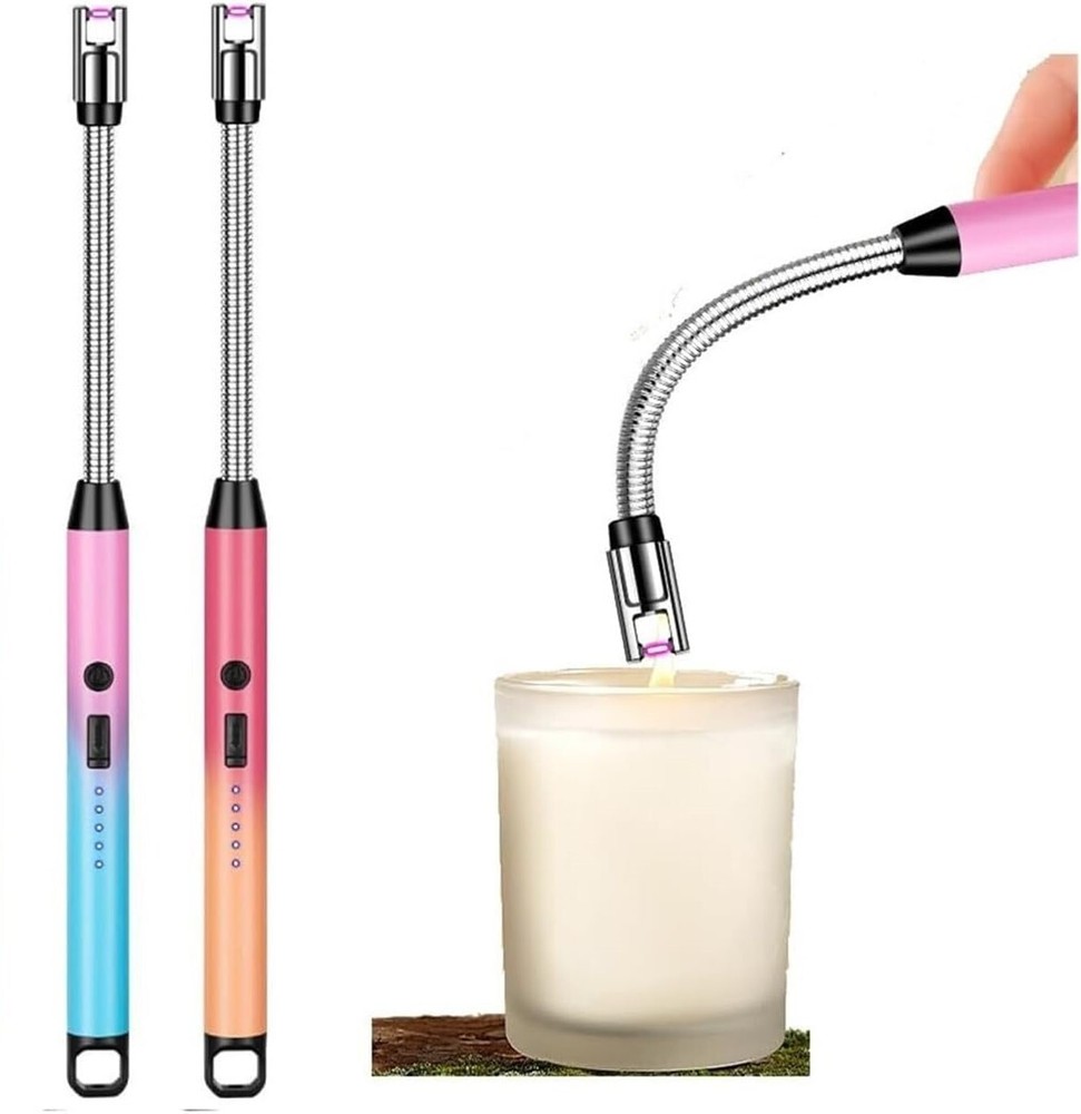 2 Pack Candle Lighter,Arc Lighter with USB Charging,Flameless Windproof,LED Batt