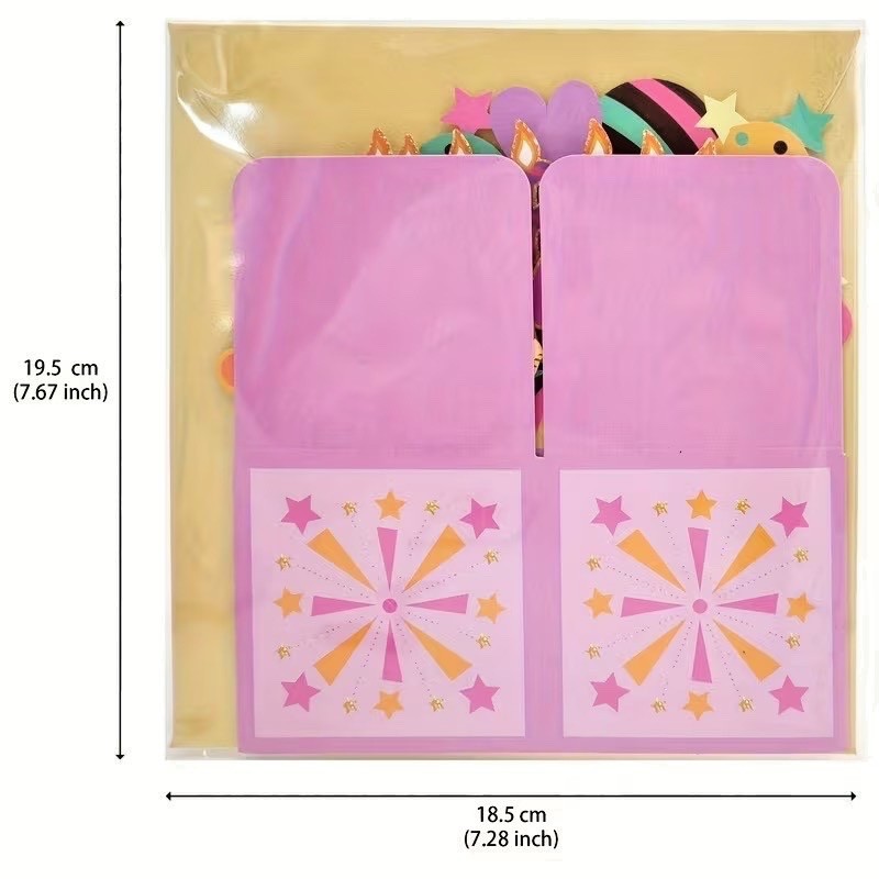 3D POP UP BIRTHDAY CARD WITH ENVELOPE/NOTE CARD