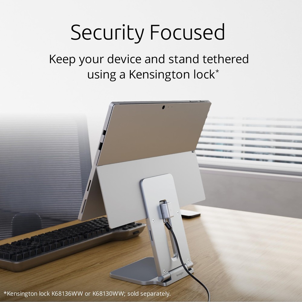 Kensington Elevated Stand Adjustable for Surface Stand for Desk, on-Skid Tablet