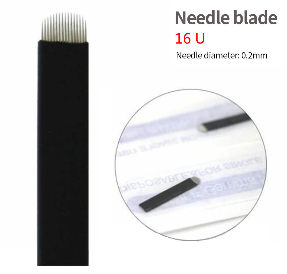 16 Pins U Shape Needle Microblading Permanent Makeup Eyebrow Tattoo Curved Blade