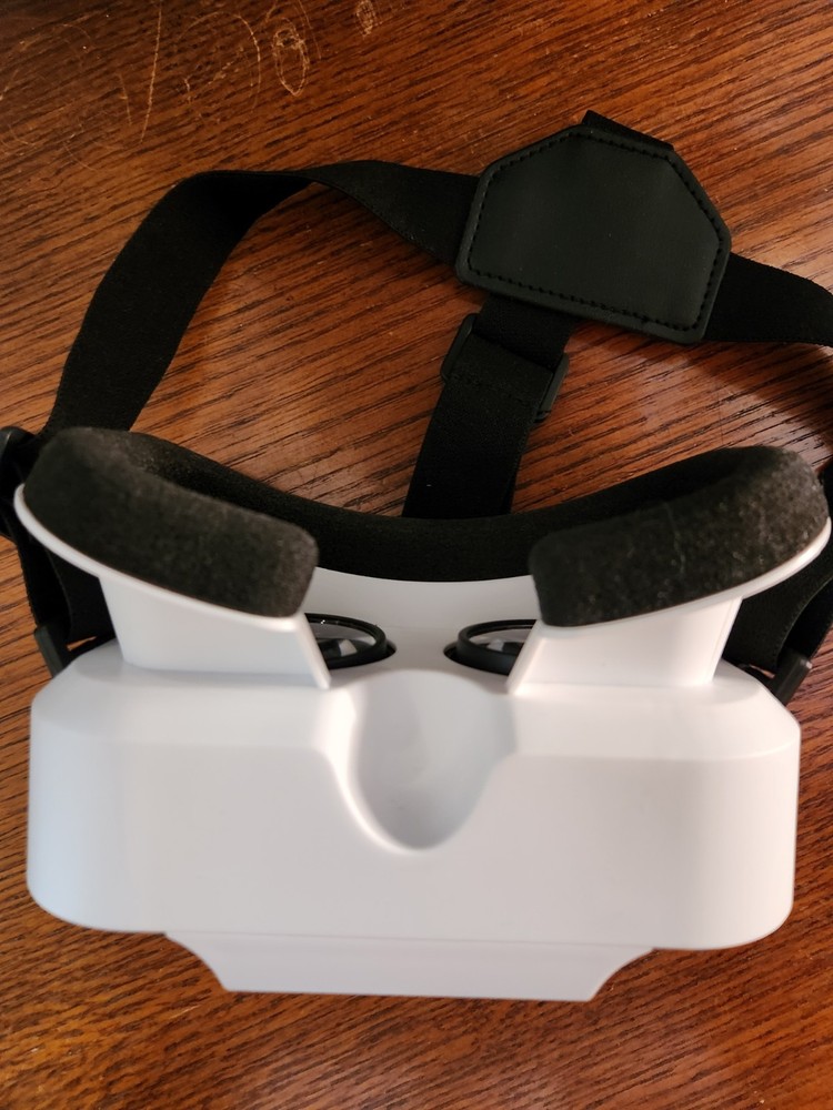 White Black Virtual Reality VR Smartphone Headset Plastic Foam Adjustable Strap