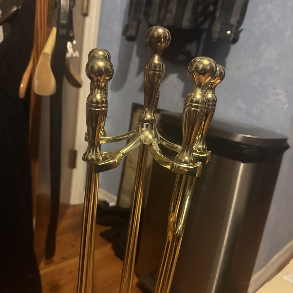 Vintage Brass Fireplace Tool Set