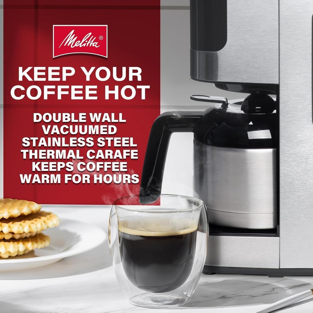 Melitta Aroma Tocco Thermal 8-Cup Programmable Drip Coffee Maker with Filters