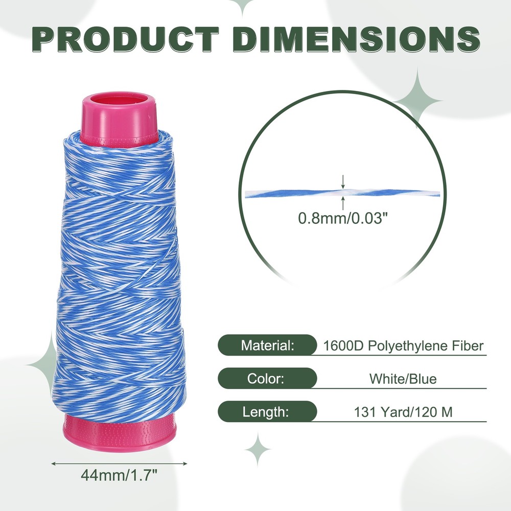 Archery Bow String Serving Thread Bowstring Thread 1600D & White/Blue