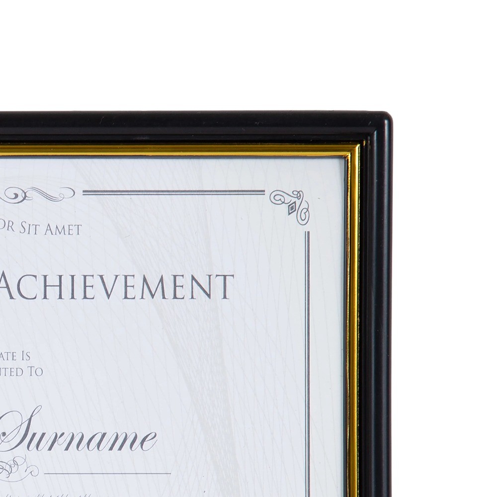 DesignOvation 8.5x11 Basic Black/Gold Document Frame, Set of 2