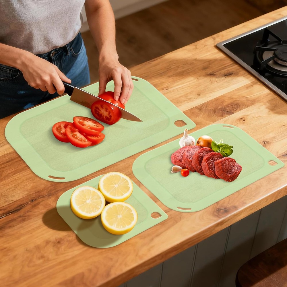 Plastic Cutting Boards for Kitchen, Chopping Board 3-Pack with Different Size...