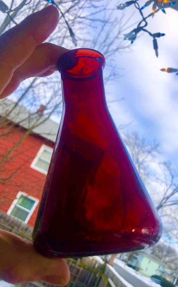 2 Vintage Ruby Red Glass Beakers