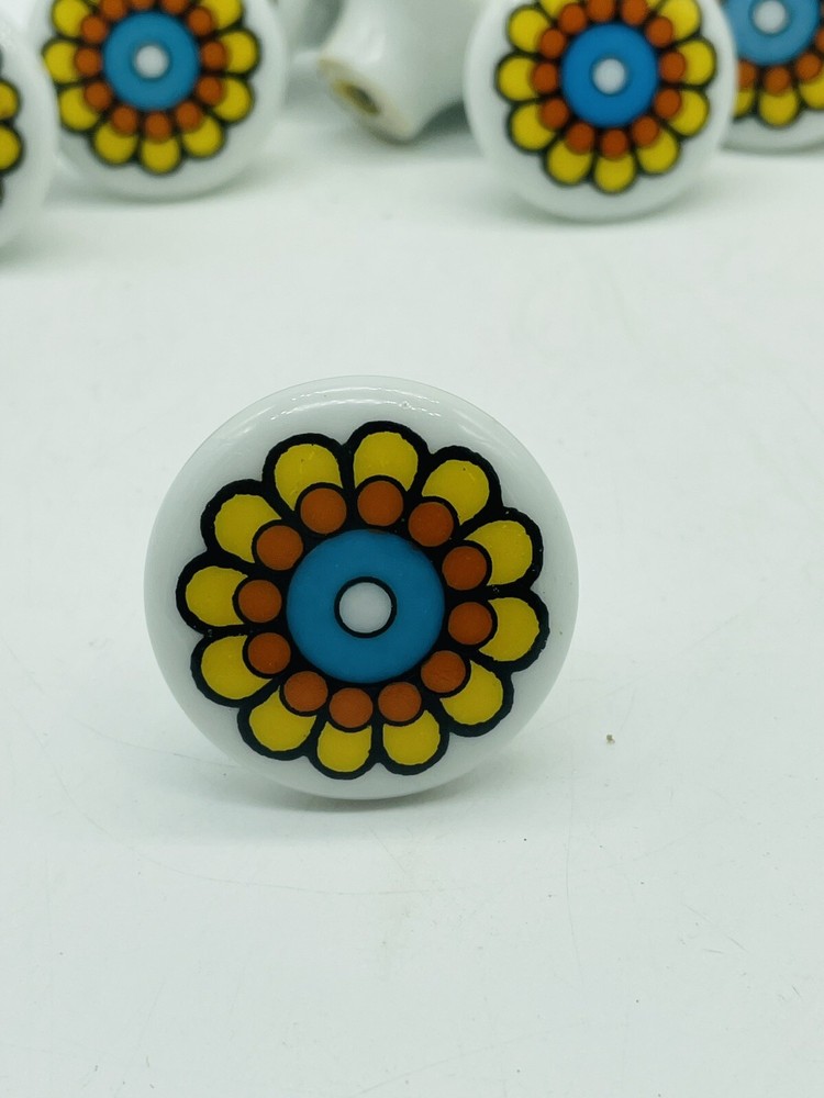 Flower Print Ceramic Drawer Pull (1 pull) VTG 1970’s-Multiples Available Japan