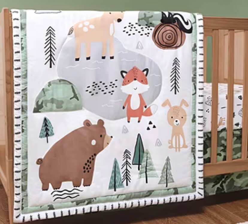 The Peanutshell Woodland Camo 3-pc. Crib Bedding Set