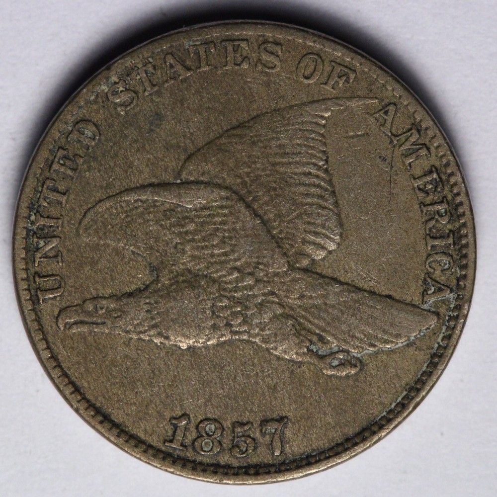 1857 Flying Eagle Cent Penny XF+ E115 QUANM