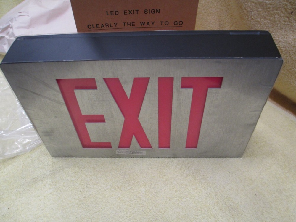 Yorklite ALXACBR2U Led Exit Sign, NOS, 2 Sided, Red Letters, BS