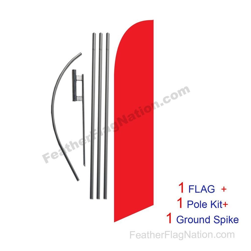Solid Red 15ft Feather Banner Swooper Flag Kit with pole+spike