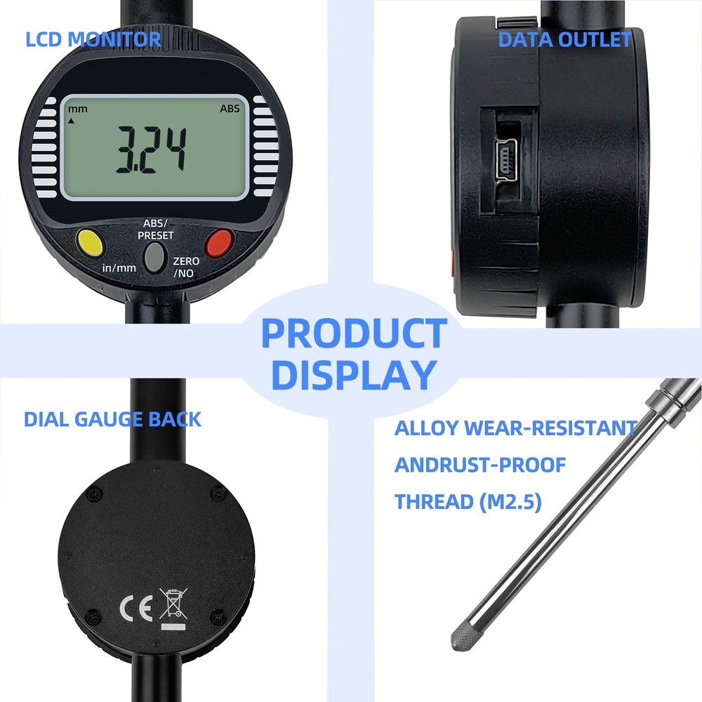 Precision Digital Dial Gauge,Dlectrical Indicator 2 in/0.01