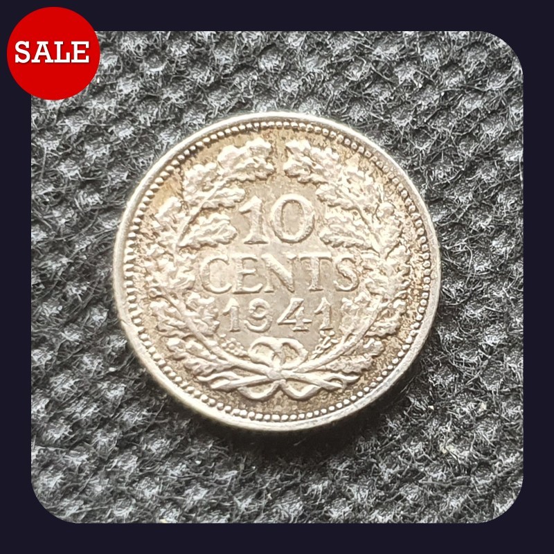 1941 Netherlands Silver 10 Cents Coin #2