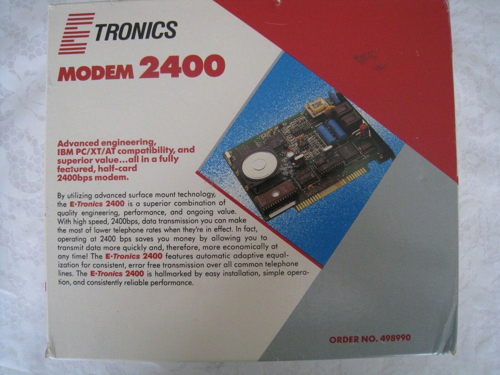 Vintage Etronics 2400 bps Modem Half-Card Internal Modem in Box - USED