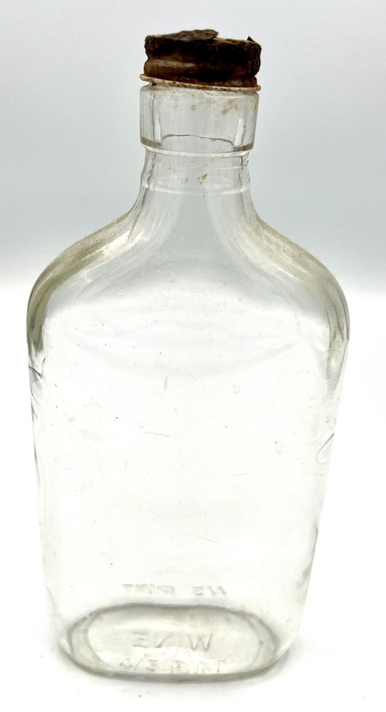 Antique Wine Flask One Pint Bottle With Stopper