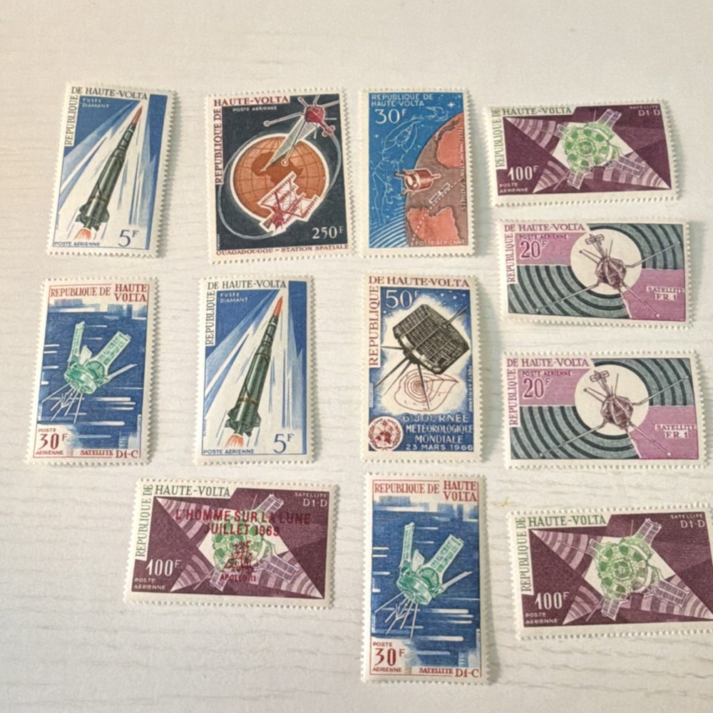French Upper Volta Space Air Mail Stamp Block 5F-250F MNH Multi-Color