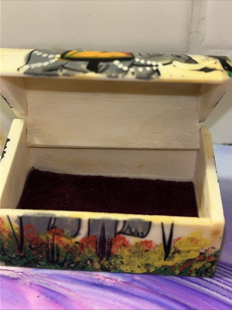Circa 1970 Persian Painted Camel Bone Trinket Box