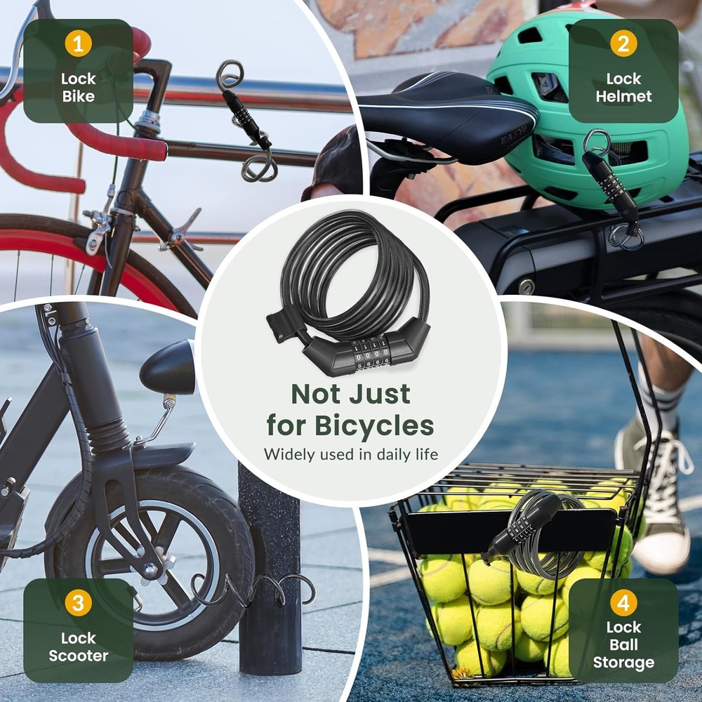 Titanker Bike Lock Cable, 4 Feet Cable Basic Self 4FT, Black-8mm