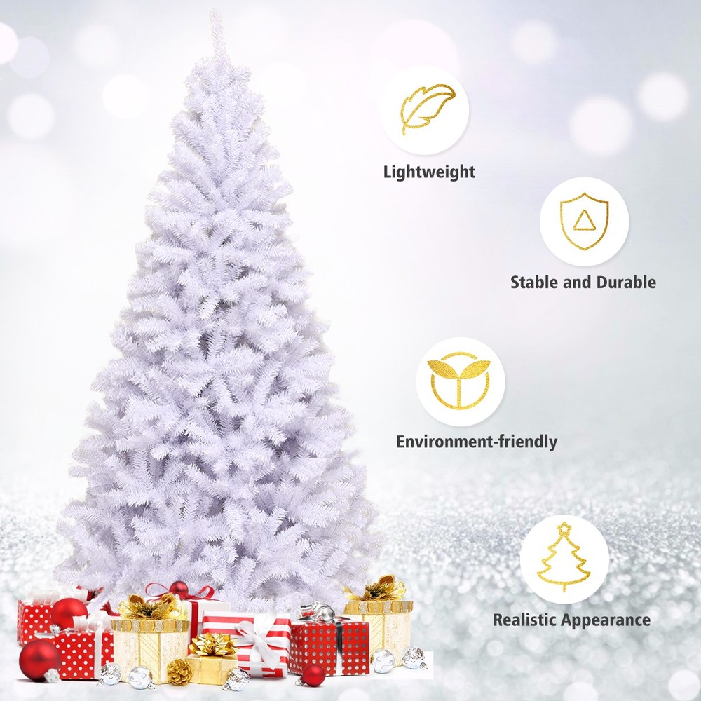 6Ft Hinged Artificial Christmas Tree Premium Pine Tree 1000 Tips w/ Metal Stand