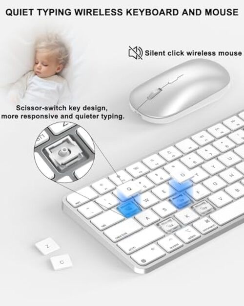 Bluetooth Keyboard and Mouse for Mac, Rechargeable, Mini Size, Ultra Slim,