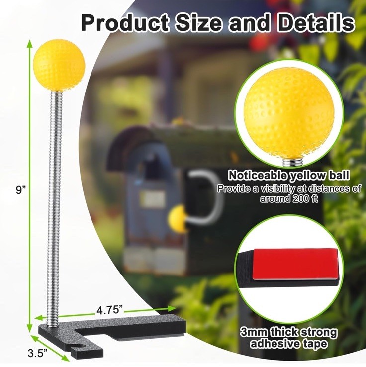 NEW Feekon 2Pk Yellow Mailbox Mail Arrival Notification Alert Indicator Device