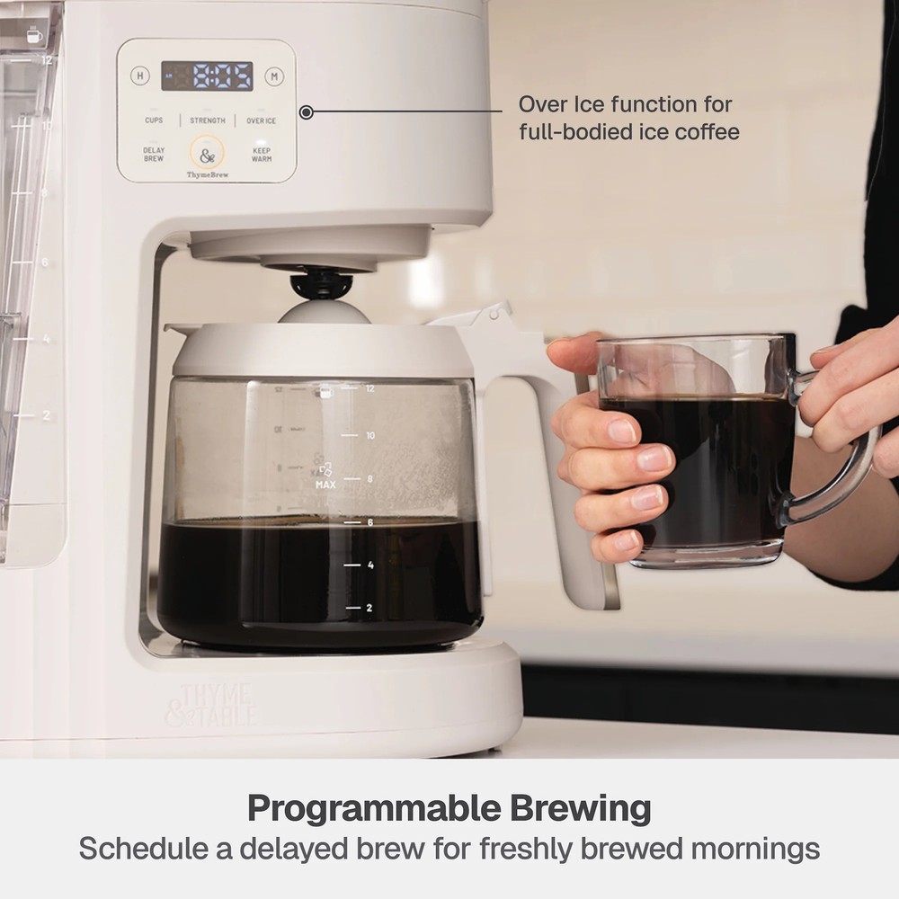 Thyme & Table 12-Cup Programmable Coffee Maker 60oz Sand White