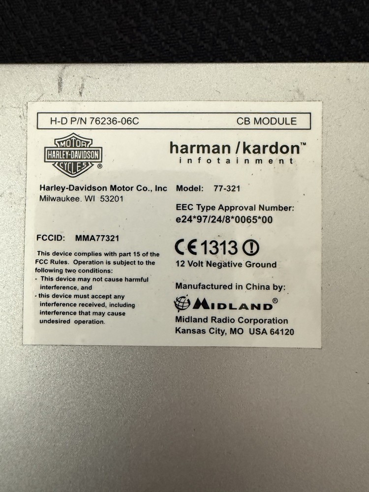 Harley Davidson Harman/kardon CB Module 76236-06C OEM