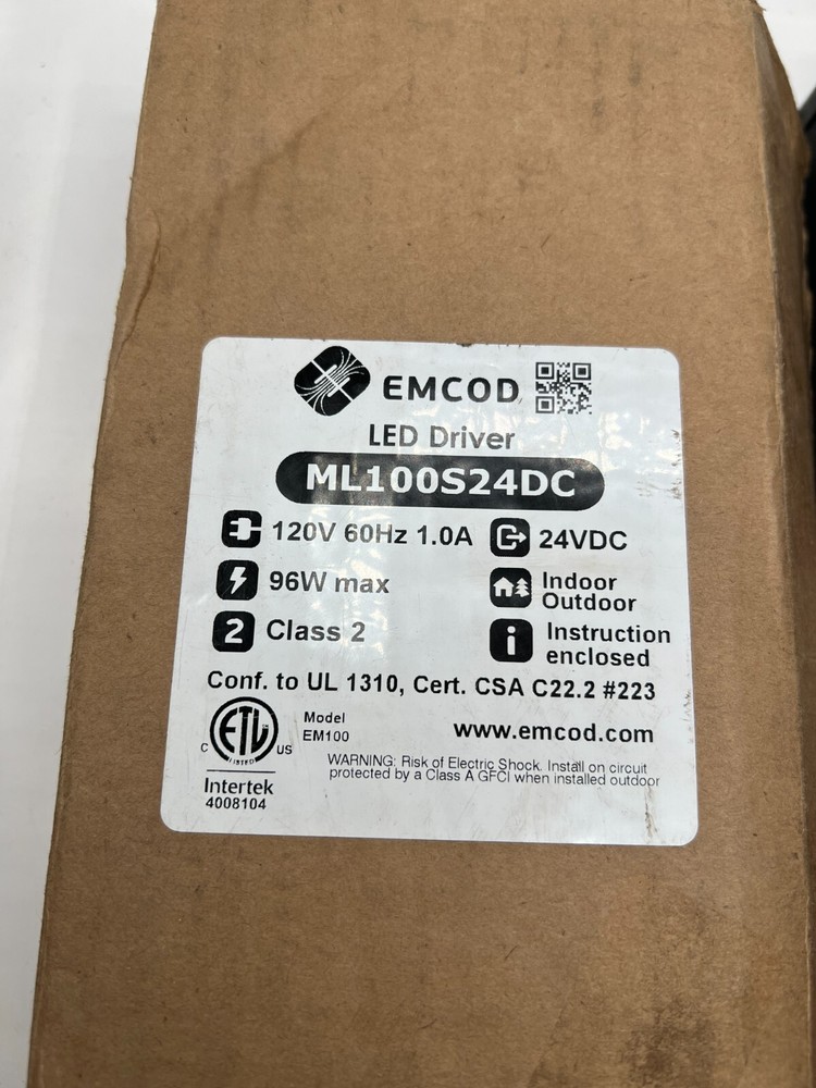 OEM Emcod ML100S24DC LED Driver 24VDC, Class 2, 120V 60Hz 1A, 96W Maximum