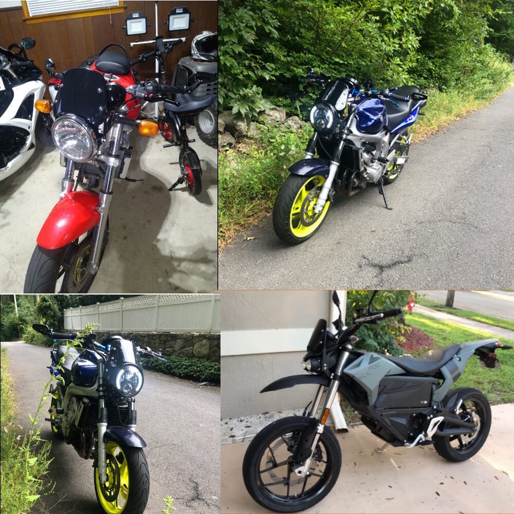 Motorcycle Windshield Front Universal Flyscreen Windscreen w/Mount Bracket 5"-7"