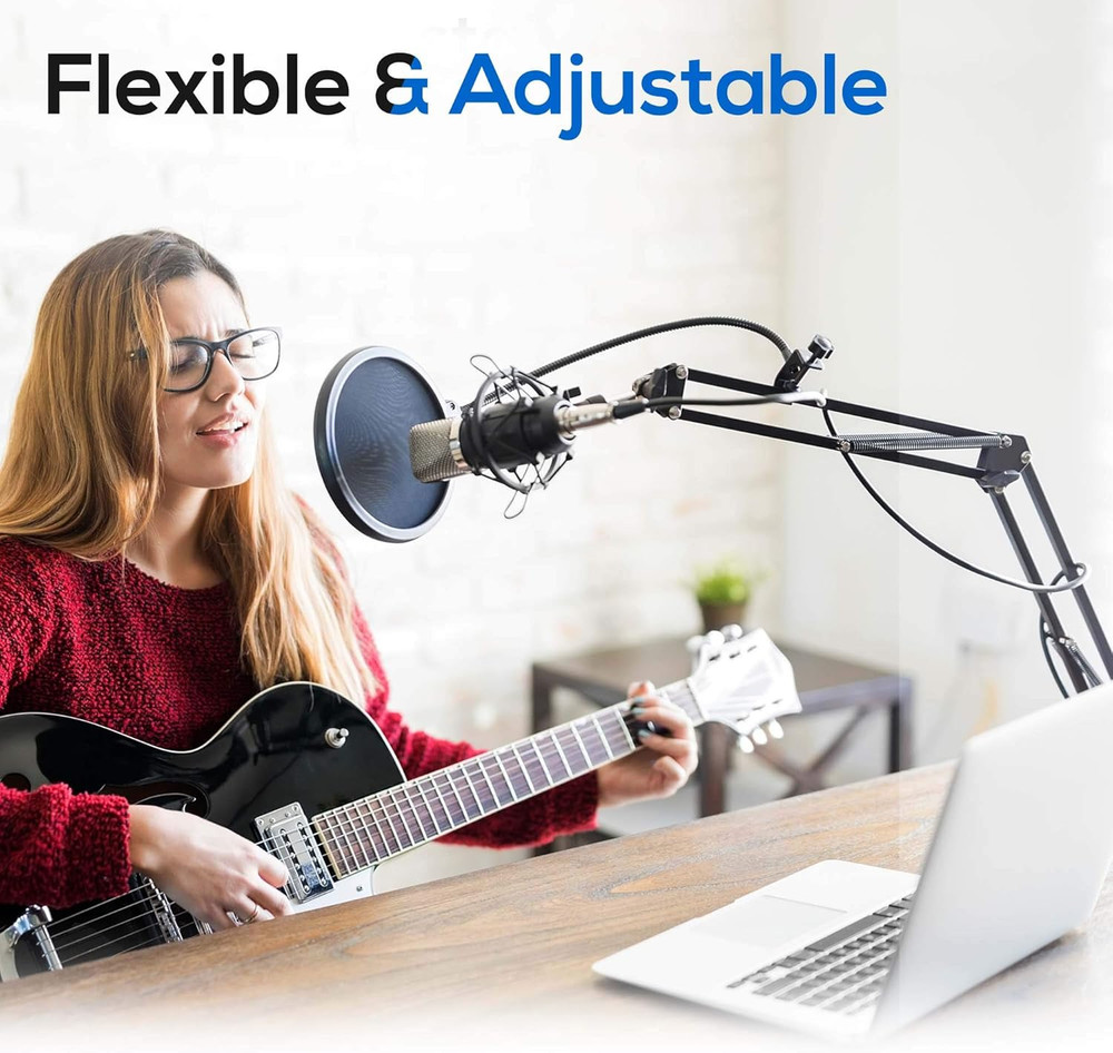 -PRO USB Suspension Boom Microphone Stand - Adjustable Compact USB Microphone Ar