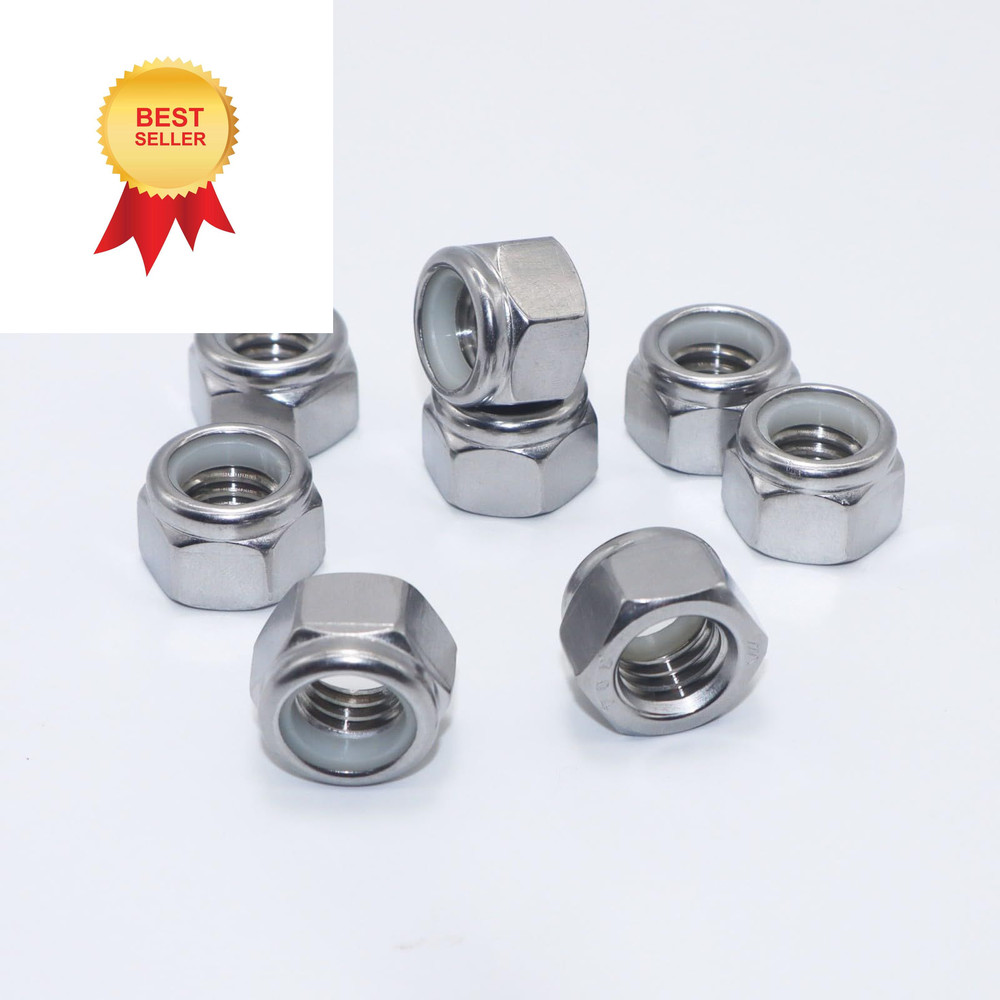 Kuprowin 1/2"-13 Lock Nuts,304 Stainless Nylon Insert (15pcs), Silver