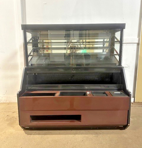 COLUMBUS SHOW CASE TOP LIGHTED DISPLAY CASE W/ BOTTOM REFRIGERATED OPEN AIR CASE
