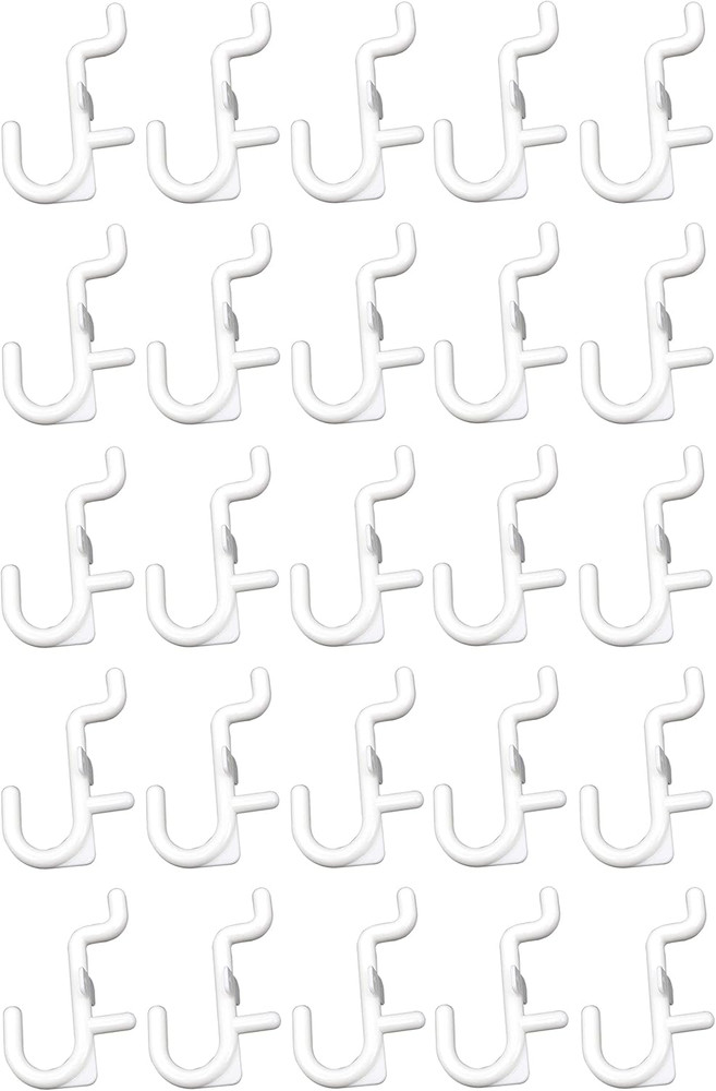 JSP Manufacturing Non-Locking Plastic J Hooks for Pegboard (50 Pack, White)