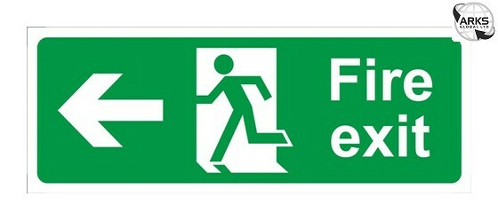 CASTLE PROMOTIONS Fire Exit Arrow Left - Rigid Polypropylene - 150mm x 400mm SS0