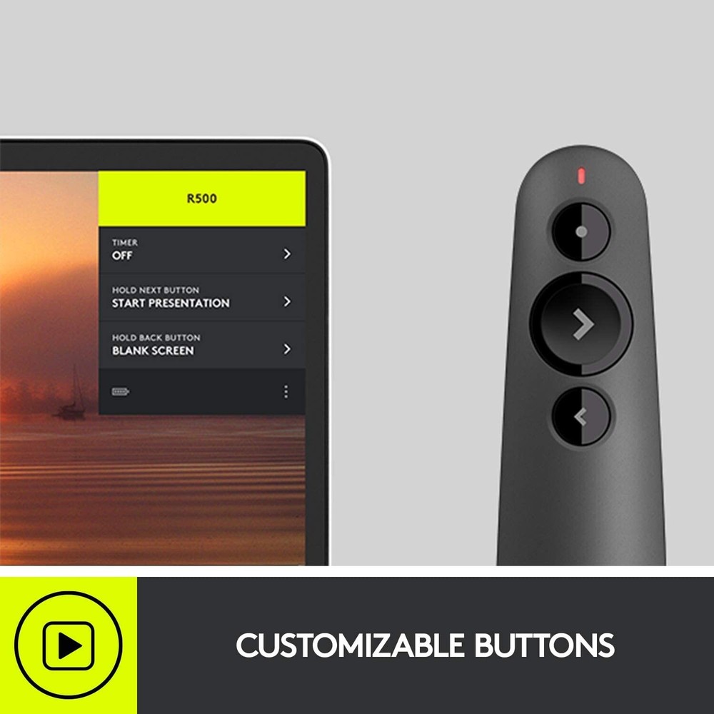 Logitech R500 Laser Presentation Remote Clicker with Dual Connectivity Bluetooth