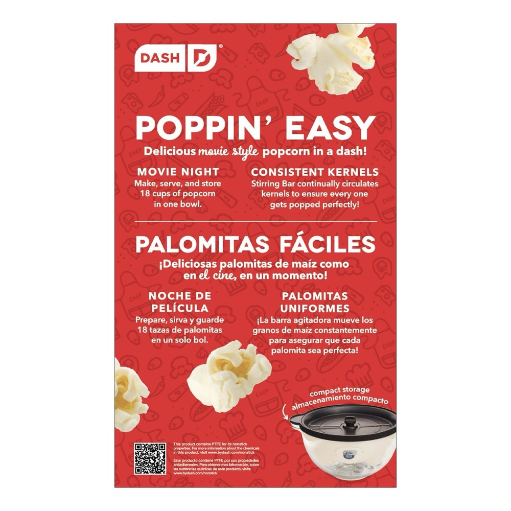 Dash 5QT SmartStore Stirring Popcorn Maker- OPEN BOX WHITE