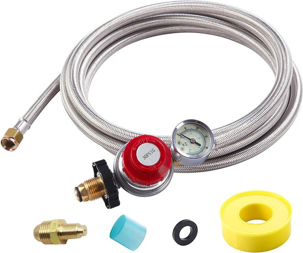 10FT High Pressure Propane Regulator with Hose, Adjustable 0-30 PSI...