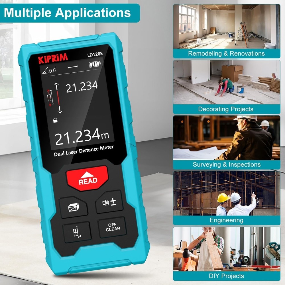 Rechargeable 393ft Laser Distance Measuring Tool with Electronic Level Function