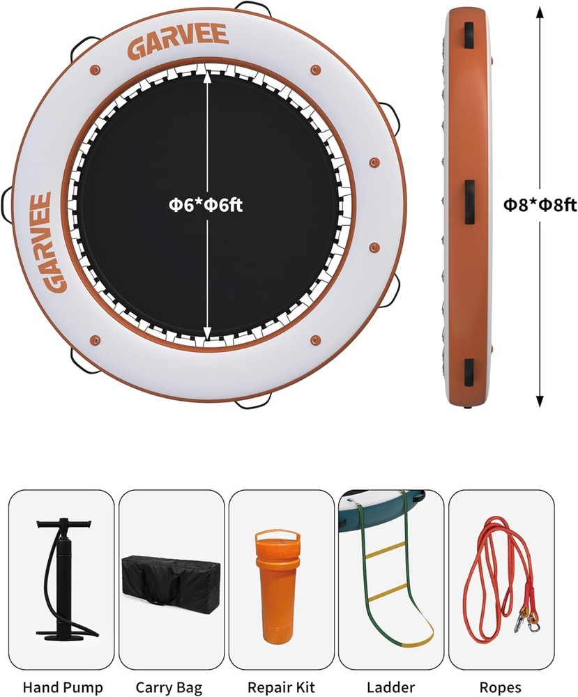 8FT Round Inflatable Floating Dock with 6FT Central Hammock for Water Events