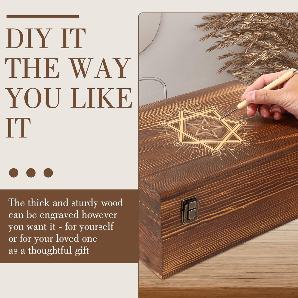 Barydat Extra Large Wooden Memory Box with Hinged Lid for Keepsakes Unfinishe...