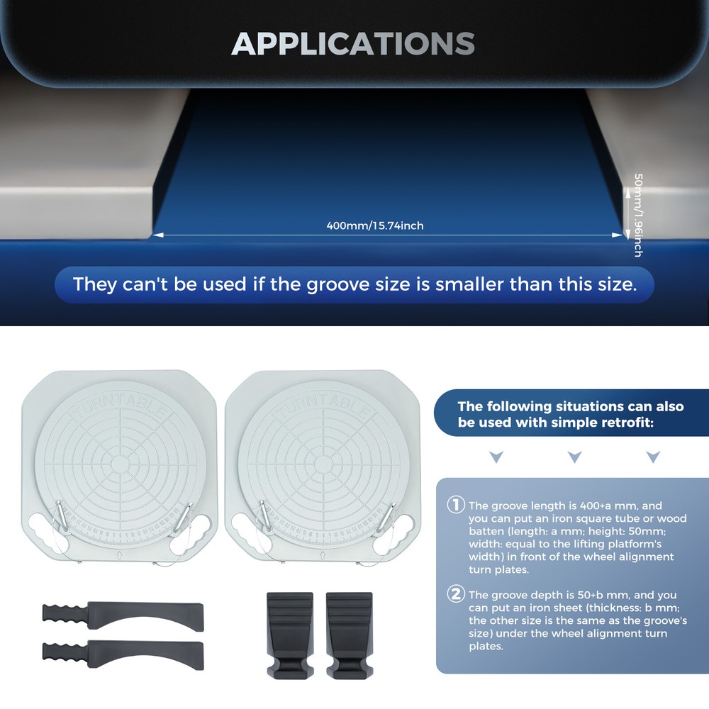 2PCS Car Wheel Alignment Turn Plates Kit, Wheel Alignment Machine Angle Plates