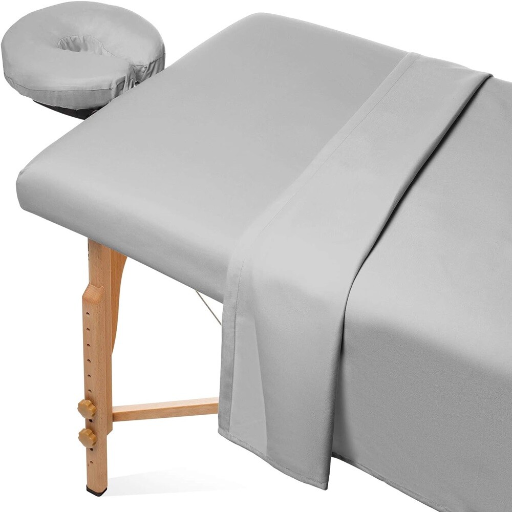 Microfiber Massage Table Sheet 3pcs Set Plain Fitted Facial Bed Covers 6 FT Bed